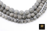 Maifan Stone Beads, Smooth Shiny Round Maifanite Gray Beads BS #187, size 6 mm