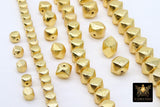 Brushed Gold Faceted Cube Beads, Nugget Metal Beads #2952, Hexagon Lightweight 6 mm 8 mm or 10 mm Spacers