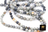 Frosted Picasso Map Stone Beads, Round White and Gray Beads BS #191, High Quality 6 mm 8 mm 10 mm 15.5 inch Strands