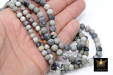 Frosted Picasso Map Stone Beads, Round White and Gray Beads BS #191, High Quality 6 mm 8 mm 10 mm 15.5 inch Strands