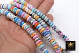 Pink Blue Heishi Blue Beads, White Yellow Flat Rondelle Jewelry Beads BS #180, Pastel beads in sizes 8 mm 10 mm 15 inch Strands