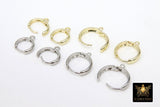 Smooth Lever back Round Ear Ring Hoops, 12 mm 15 mm Huggie Tube #2605, 3 mm Thick High Quality Gold