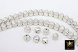 Brushed Silver Faceted Cube Beads, Nugget Metal Beads #3054, Hexagon Lightweight 6 mm or 8 mm Spacers