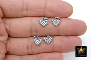 CZ Heart Charms, 10 mm Oxidized Sterling 925 Silver Heart Charms, AG 165