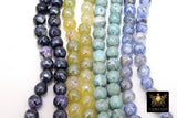 Natural Faceted Agate Beads, Electroplated Agate BS #221, Aqua, Blue and Yellow Lime, White Colorful Beads, sizes 8 mm 14 inch FULL Strands - A Girls Gems