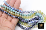 Natural Faceted Agate Beads, Electroplated Agate BS #221, Aqua, Blue and Yellow Lime, White Colorful Beads, sizes 8 mm 14 inch FULL Strands