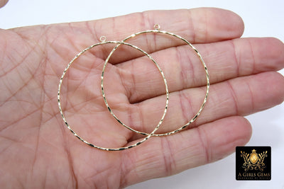 Textured Gold Round Hoop Ear Rings, 50 mm Glittery Gold Charms #807, High Quality Light Weight Wire Hoops Finding