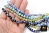 Natural Faceted Agate Beads, Electroplated Agate BS #221, Aqua, Blue and Yellow Lime, White Colorful Beads, sizes 8 mm 14 inch FULL Strands - A Girls Gems