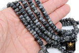 Faceted Labradorite Heishi Beads, Black Gray Thick Rondelle Beads BS #210, White Flat Bead in sizes 8 x 6 mm 15.2 inch Strands