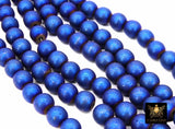 Royal Blue Round Hematite Beads, Smooth Polished Navy Color Non Magnetic Beads BS #214, sizes 10 mm 16 inch Strands