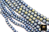 Matte Hematite Blue Beads, Smooth Gray Frosted Slate Blue Jewelry Beads BS #215, sizes 6 mm 8 mm 15.75 inch Strands