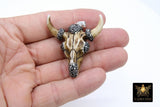Beige Bone Cow Skull Pendant, Boho Brown and Black Stone Longhorn CW21 - A Girls Gems