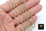 Enamel Satellite Chain, Gold Dainty Tiny Beaded, By the Yard Unfinished Chains CH #621