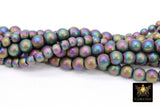 Matte Hematite Purple Gold Beads, Smooth Lavender Frosted Blue Jewelry Beads BS #216, sizes 6 mm 8 mm 15.75 inch Strands