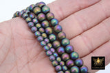 Matte Hematite Purple Gold Beads, Smooth Lavender Frosted Blue Jewelry Beads BS #216, sizes 6 mm 8 mm 15.75 inch Strands
