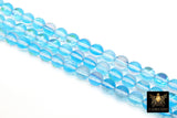 Ocean Blue AB Beads, Smooth Sky Blue Iridescent Beads BS #242, sizes in 8 mm 15.25 inch FULL Strands