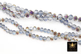 Clear AB Crystal Beads, Faceted Sky Blue AB Rondelle Glass Beads BS #245, sizes 6 x 5 or 8 x 6 mm 17.5 inch Jewelry Strands