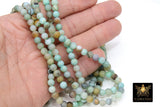 Aqua Blue Agate Beads, Smooth Round Beige Amazonite Color Blended Beads BS #116, sizes in 6 mm 8 mm 15 inch Strands
