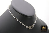 Sterling Silver Diamond Clasp Necklace, 925 Silver Wrap Paperclip Necklace