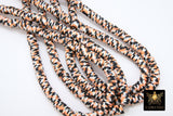 8 mm Clay Flat Beads, Black Orange White Heishi Tiger Pattern beads in Polymer Clay Disc CB #169, Rondelle Multi Color