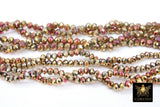 Gold Crystal Beads, Faceted Rosie Red Crystal Rondelle Multi Color Jewelry Beads BS #243, sizes 6 mm or 8 mm