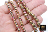 Gold Crystal Beads, Faceted Rosie Red Crystal Rondelle Multi Color Jewelry Beads BS #243, sizes 6 mm or 8 mm