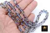 Clear AB Crystal Beads, Faceted Sky Blue AB Rondelle Glass Beads BS #245, sizes 6 x 5 or 8 x 6 mm 17.5 inch Jewelry Strands