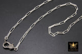 Sterling Silver Diamond Clasp Necklace, 925 Silver Wrap Paperclip Necklace