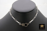 Sterling Silver Diamond Clasp Necklace, 925 Silver Wrap Paperclip Necklace