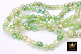 Electroplated Agate Beads, Faceted Agate BS #228, Emerald Green White Colorful Beads