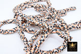 8 mm Clay Flat Beads, Black Orange White Heishi Tiger Pattern beads in Polymer Clay Disc CB #169, Rondelle Multi Color