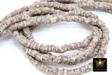 2 Strands 6 mm Clay Flat Beads, Tan Beige Creams Heishi Mixed Beads in Polymer Disc CB #199, Rondelle Checker Beads