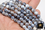 Electroplated Agate Beads, Faceted Black White Agate BS #218, Light Grey Pearlized Beads