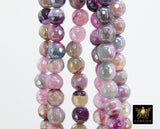 Electroplated Pink Fire Agate Beads, Faceted Lavender White Fuchsia Beads BS #219 - A Girls Gems