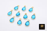London Blue Topaz Teardrop Charms, Gold Plated Oval Blue Gemstones #2842, Sterling Silver December Birthstone