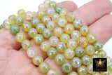 Electroplated Agate Beads, Faceted Agate BS #224, Lime Green White Yellow Colorful Beads
