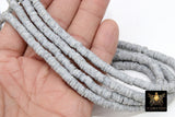 2 Strands 6 mm Clay Flat Beads, Slate Light Gray Heishi Mixed Beads in Polymer Disc CB #202, Rondelle Checker Beads