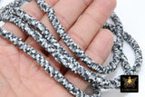 2 Strands 6 mm Clay Flat Beads, Black White Gray Heishi Mixed Beads in Polymer Disc CB #203, Rondelle Checker Beads, FULL 17.75 inch Strands