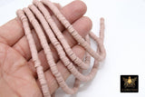 2 Strands 6 mm Clay Flat Beads, Rosy Beige Heishi beads in Polymer Clay Disc CB #171, Rondelle Stone Beads