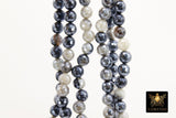 Electroplated Agate Beads, Faceted Black White Agate BS #220, Light Grey Pearlized Beads