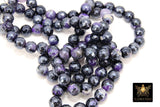 Electroplated Mystic Coated Agate Beads, Faceted Black Purple Agate BS #221, White Pearlized Beads