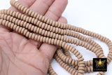 6 mm Tan Clay Rondelle Beads, Beige Heishi Flat Beads in Polymer Clay Disc CB #204, 3 mm Thick Stone Beads