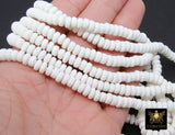 6 mm White Clay Rondelle Beads, Thick Heishi Flat Beads in Polymer Clay Disc CB #207, 3 mm thick Stone Beads