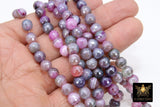 Electroplated Pink Fire Agate Beads, Faceted Lavender White Fuchsia Beads BS #219