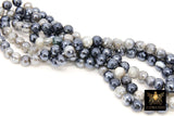 Electroplated Agate Beads, Faceted Black White Agate BS #227, Light Grey Pearlized Beads