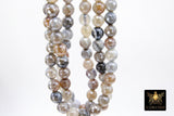 Electroplated White Agate Beads, Faceted Agate BS #238, Beige and Gray Beads