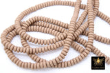 6 mm Tan Clay Rondelle Beads, Beige Heishi Flat Beads in Polymer Clay Disc CB #204, 3 mm Thick Stone Beads