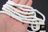 6 mm White Clay Rondelle Beads, Thick Heishi Flat Beads in Polymer Clay Disc CB #207, 3 mm thick Stone Beads