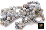 Electroplated White Agate Beads, Faceted Agate BS #238, Beige and Gray Beads