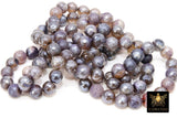 Electroplated Beige Agate Beads, Faceted Agate BS #240, Browns and Purple Beads